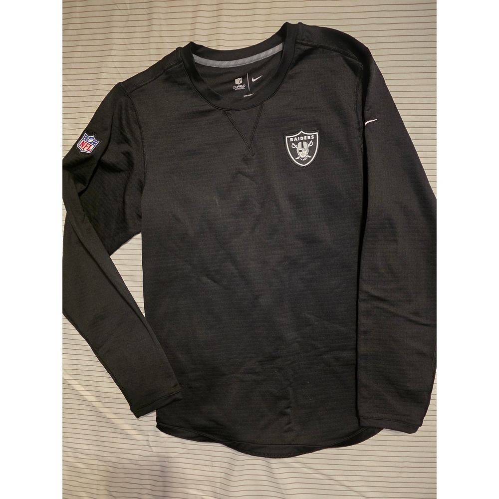 1225 Nike NFL Las Vegas Raiders Onfield Apparel Long Sleeve Shirt Blk Mens Med